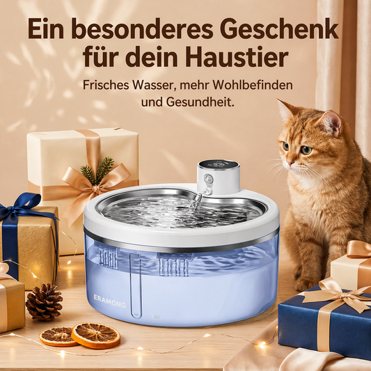 Automatischer Katzenbrunnen aus Edelstahl – 2,5L Trinkbrunnen mit Filter