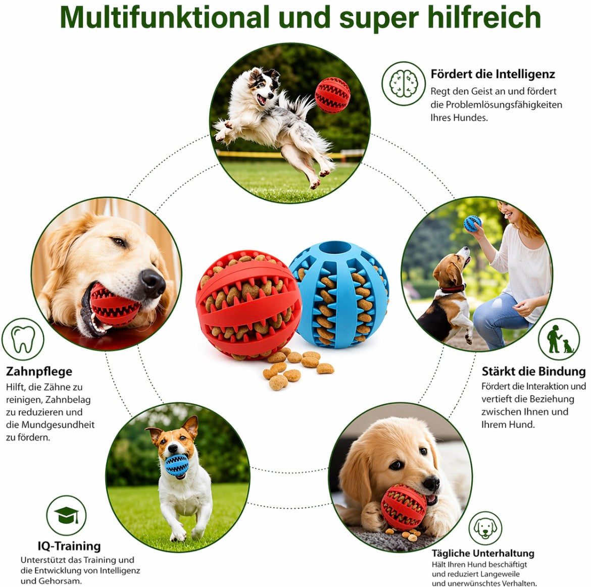 BiteBall™ – Robuster Snack- & Kauspielball für Hunde