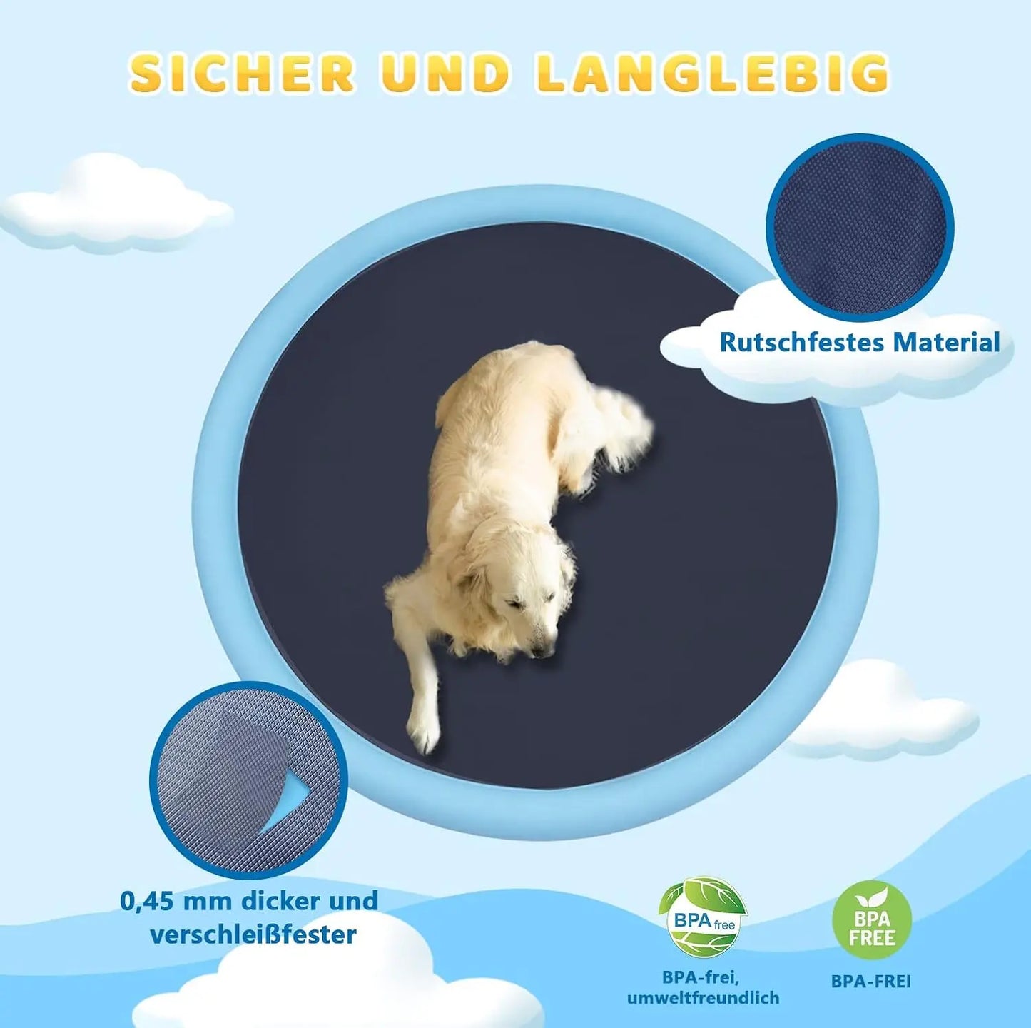 🌊 AquaSplash Hunde-Wasserspielmatte 170 cm